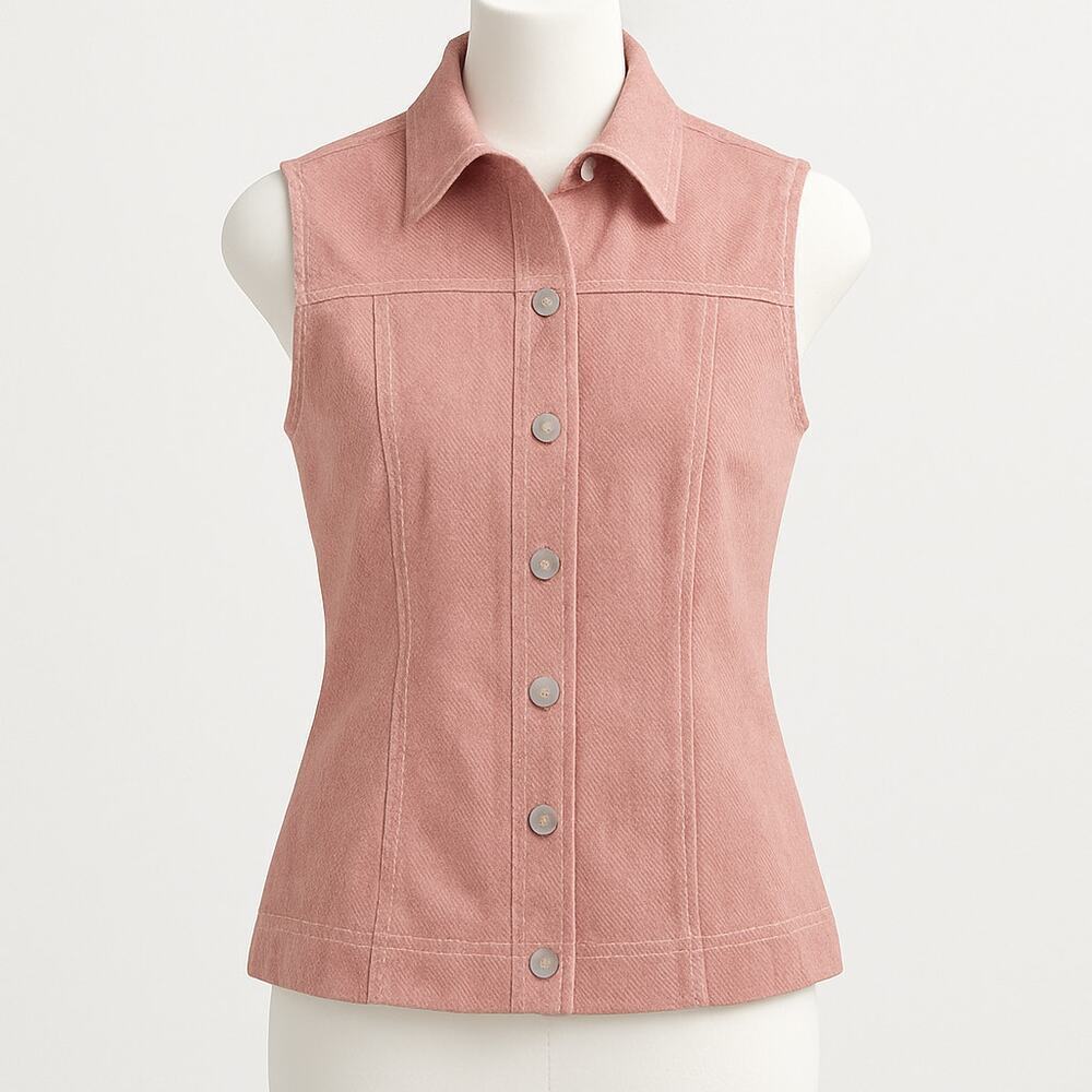 Akris Punto Tailored Pink Collared Vest Minimalist Luxury Casual Size 6